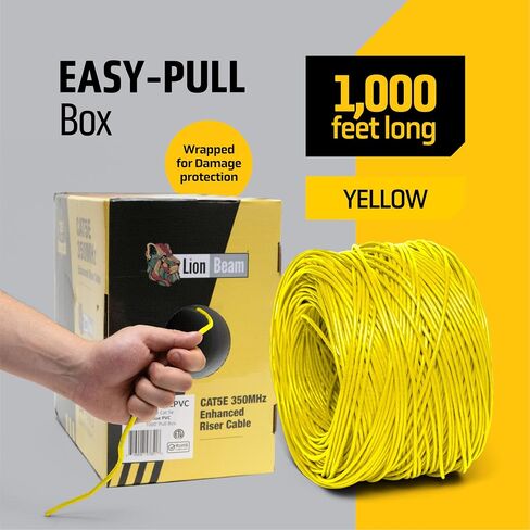 Cat5e Ethernet Cable 1000FT Pull-Box, 24AWG, CMP Plenum Insulated Solid Bare Copper Internet Cable 350 MHz, Provides High-Speed 1-5Gbps, UTP Bulk Ethernet Cable with Smooth Fast Reel, White in Saudi Arabia