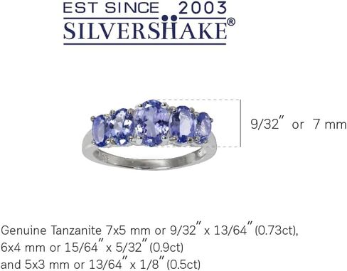 Silvershake Graduated 5-Stone Gemstone in White Gold Plated 925 Sterling Silver Right Hand Anniversary Ring Jewelry for Women in Kuwait