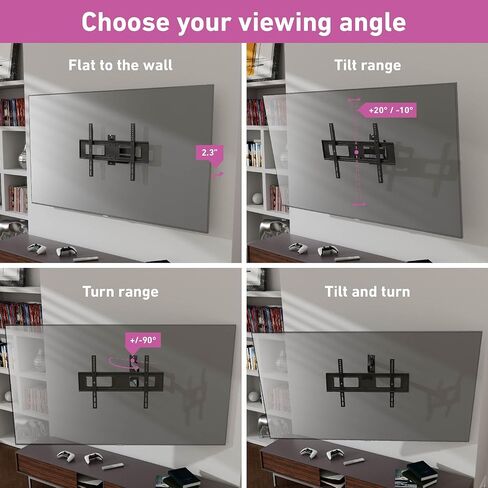 D-Line TV Wall Bracket for 50-85 Inch TVs, Ultra Low Profile TV Bracket with Spirit Level, Slim Flat to Wall TV Mount - VESA 200x200mm - 600x400mm, Holds up to 132lbs in Kuwait
