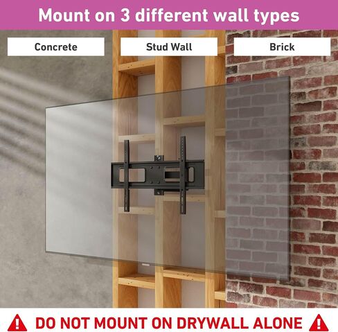 D-Line TV Wall Bracket for 50-85 Inch TVs, Ultra Low Profile TV Bracket with Spirit Level, Slim Flat to Wall TV Mount - VESA 200x200mm - 600x400mm, Holds up to 132lbs in Kuwait