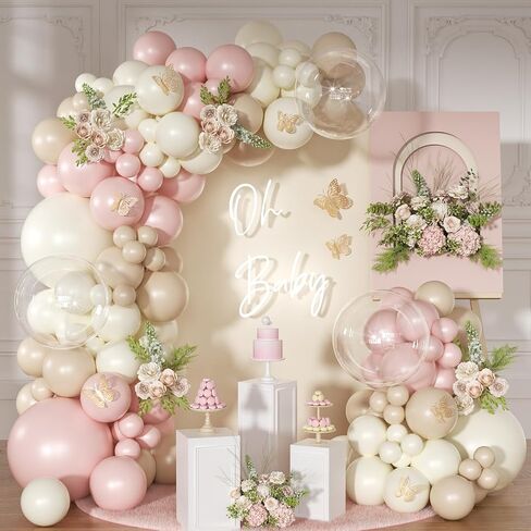 Coquette Birthday Decorations 145 Pcs Coquette Bow Pink and White Balloon Arch Kit Include Bow Balloon Light Pink White Bow Balloons for Pink Bow Birthday Party Decorations in Kuwait