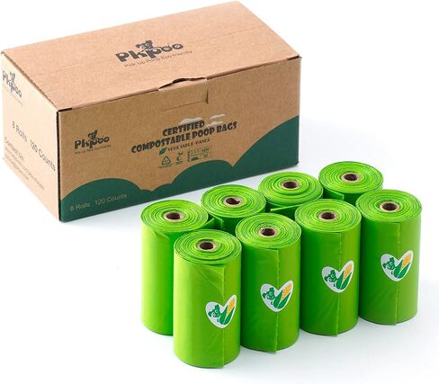 100% Compostable Dog Poop Bags, Extra Wide, Vegetable-Based Large Poop Bags for Dogs, Biodegradable Waste Bags for Poo, Cat Litter, Diaper Sacks, Unscented, 120 Counts in Saudi Arabia