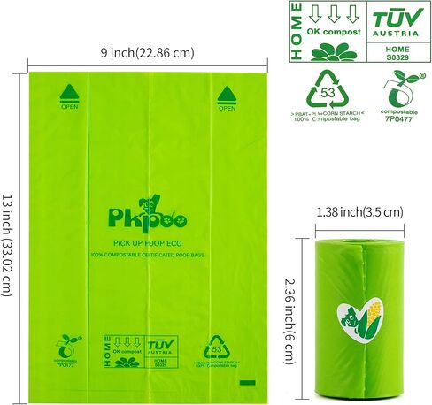100% Compostable Dog Poop Bags, Extra Wide, Vegetable-Based Large Poop Bags for Dogs, Biodegradable Waste Bags for Poo, Cat Litter, Diaper Sacks, Unscented, 120 Counts in Saudi Arabia