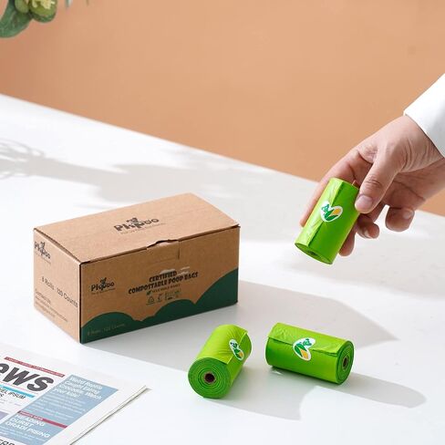 100% Compostable Dog Poop Bags, Extra Wide, Vegetable-Based Large Poop Bags for Dogs, Biodegradable Waste Bags for Poo, Cat Litter, Diaper Sacks, Unscented, 120 Counts in Saudi Arabia