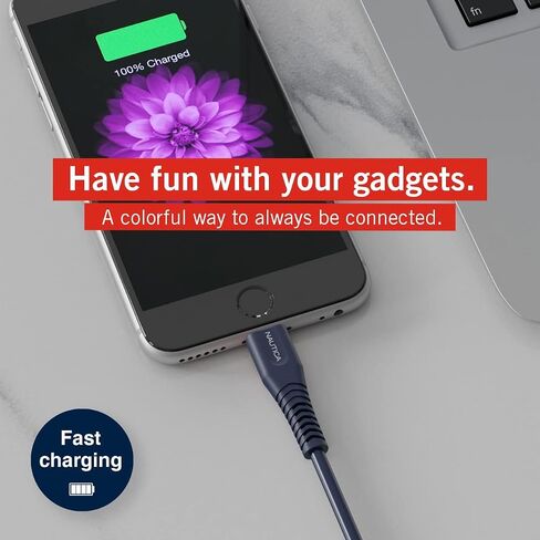 Nautica USB C إلى كبل البرق ، النوع C إلى كبل البرق ، شاحن USB C ، تم التحقق من MFI ، شاحن سريع ، شحن سلك متوافق مع iPhone 13/12 PRO MAX/11/XS/XR ، iPad ، Airpod ، 4 أقدام. C100 (أحمر) in Saudi Arabia