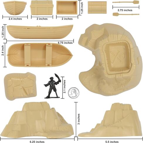 Tim Mee Pirates of Treasure Island - Red 28pc Plastic Toy Figures Boat Chest in Kuwait