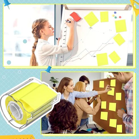 Thenshop 6 Pcs Full Adhesive Roll Sticky Notes with Cutter Width x Length 2 x 315 Inches Self-Stick Notes with Dispenser Memo Roll Tape Ruled Type for Office Home Organization(Neon Yellow) in Saudi Arabia