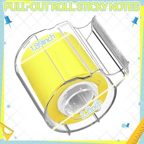 Thenshop 6 Pcs Full Adhesive Roll Sticky Notes with Cutter Width x Length 2 x 315 Inches Self-Stick Notes with Dispenser Memo Roll Tape Ruled Type for Office Home Organization(Neon Yellow) in Saudi Arabia