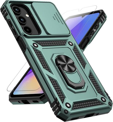for Samsung Galaxy A16 5G Case with Slide Camera Cover HD Screen Protector [Military Grade 16ft. Drop Tested] Magnetic Ring Holder Kickstand Protective Phone Case for Galaxy A16 5G 2025, Black in Kuwait