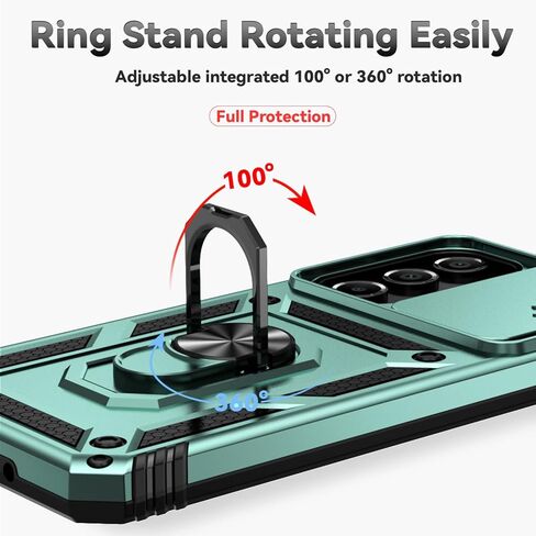 for Samsung Galaxy A16 5G Case with Slide Camera Cover HD Screen Protector [Military Grade 16ft. Drop Tested] Magnetic Ring Holder Kickstand Protective Phone Case for Galaxy A16 5G 2025, Black in Kuwait