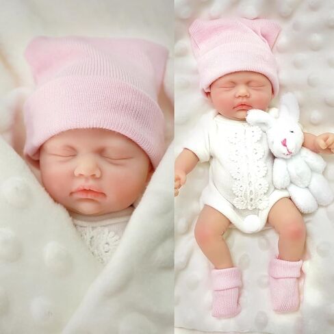 Mire & Mire Reborn Baby Baby Dolls 7 بوصة دمية سيليكون دمى حديثي الولادة واقعية طفل دمى السيليكون الكامل إجهاد الجسم مصنوعة （b） in Kuwait