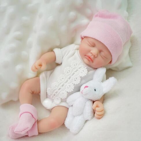 Mire & Mire Reborn Baby Baby Dolls 7 بوصة دمية سيليكون دمى حديثي الولادة واقعية طفل دمى السيليكون الكامل إجهاد الجسم مصنوعة （b） in Kuwait
