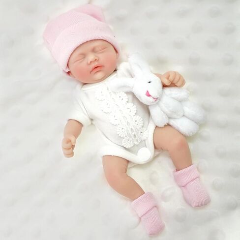 Mire & Mire Reborn Baby Baby Dolls 7 بوصة دمية سيليكون دمى حديثي الولادة واقعية طفل دمى السيليكون الكامل إجهاد الجسم مصنوعة （b） in Kuwait