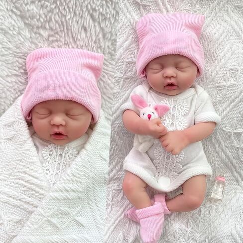 Mire & Mire Reborn Baby Baby Dolls 7 بوصة دمية سيليكون دمى حديثي الولادة واقعية طفل دمى السيليكون الكامل إجهاد الجسم مصنوعة （b） in Kuwait