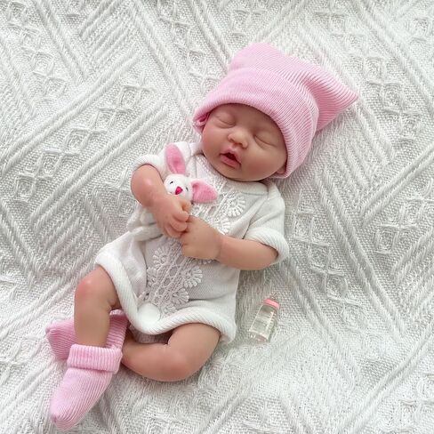 Mire & Mire Reborn Baby Baby Dolls 7 بوصة دمية سيليكون دمى حديثي الولادة واقعية طفل دمى السيليكون الكامل إجهاد الجسم مصنوعة （b） in Kuwait