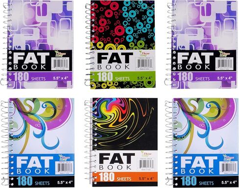 three leaf 180 Ct. 5-1/2 X 4, Fat Book, Pack Of 6, Writing Notebooks, Travel Writing Notebooks, Journal Notepad for Office, Study and Notes in Kuwait