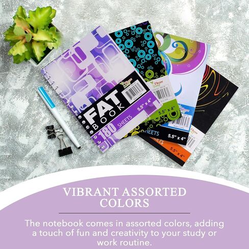 three leaf 180 Ct. 5-1/2 X 4, Fat Book, Pack Of 6, Writing Notebooks, Travel Writing Notebooks, Journal Notepad for Office, Study and Notes in Kuwait