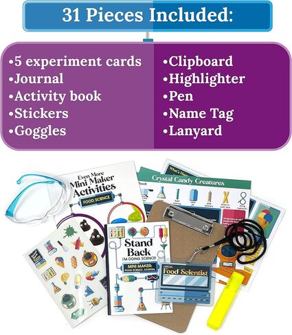 Carson Dellosa 29pc Mini Maker Science Kit ، الحرف اليدوية ، التجارب الصغيرة ، الملصقات ، المجلة الصغيرة ، كتاب النشاط ، علامة الاسم ، والمزيد من اللوازم المدرسية ، أنشطة STEM للأطفال من الصف 2 وما فوق in Saudi Arabia