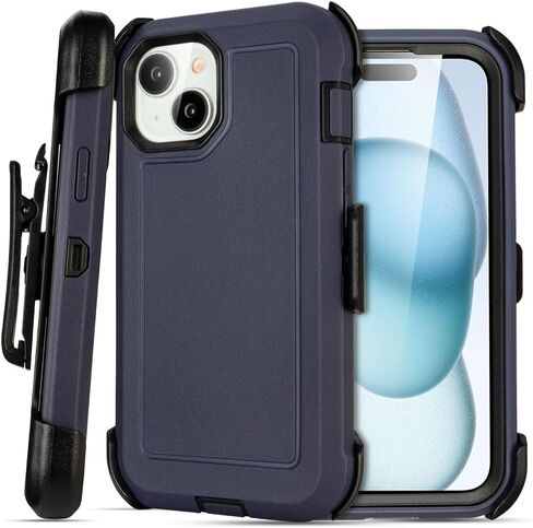 for Black iPhone 16 Plus Case with Belt Clip, for Shockproof iPhone 16 Plus Case Heavy Duty,3 Layers of Sturdy,Anti-Drop,Military-Grade Defender Cover for iPhone 16 Plus Case Black in Kuwait