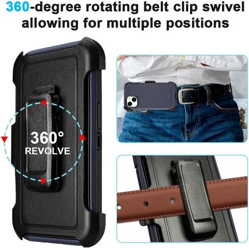 for Black iPhone 16 Plus Case with Belt Clip, for Shockproof iPhone 16 Plus Case Heavy Duty,3 Layers of Sturdy,Anti-Drop,Military-Grade Defender Cover for iPhone 16 Plus Case Black in Kuwait