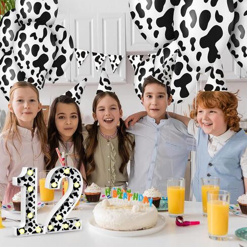 VIHOSE Light Cow Print Numbers Birthday Table Centerpieces Decorations Farm Decorative Light up Number Sign for Cowgirl Animal Cow Themed Party Farm Barn Supplies Decor(Number 2) in Saudi Arabia
