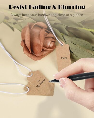 Uniclife 200 Pcs Kraft Price Tags with Elastic String Attached Writable Brown Kraft Paper Tags Hang Tag for Pricing Clothing Jewelry Price Display Labels Blank Merchandise Marking Tag, 1.38" x 0.69" in Saudi Arabia