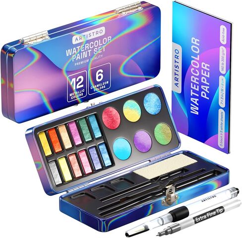 ARTISTRO 100 Ultimate Watercolors Paint Set – Vivid Colors in a Portable Box – Travel Watercolor Set with Complete Palette in Kuwait