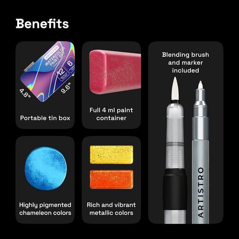 ARTISTRO 100 Ultimate Watercolors Paint Set – Vivid Colors in a Portable Box – Travel Watercolor Set with Complete Palette in Kuwait