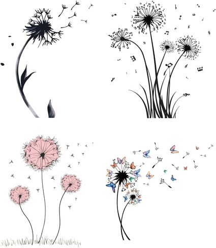 arricraft 4 Pcs Iron on Decals Patches, 4 Sizes Dandelions Iron on Stickers Music Butterflies Transfer Stickers Plastic Washable Patches for DIY Clothes Decor Backpacks Cover in Saudi Arabia