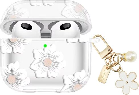 OETKER Compatible Airpods 4 Case for Women Cute, Clear Floral Airpods 4th Generation Case Cover with Flower Keychain, Shockproof Soft Transparent Protective iPods 4 Case for air pods 4 Gen 2024 in Kuwait