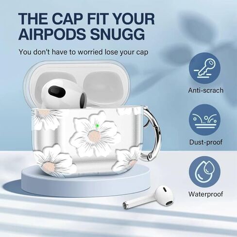 OETKER Compatible Airpods 4 Case for Women Cute, Clear Floral Airpods 4th Generation Case Cover with Flower Keychain, Shockproof Soft Transparent Protective iPods 4 Case for air pods 4 Gen 2024 in Kuwait
