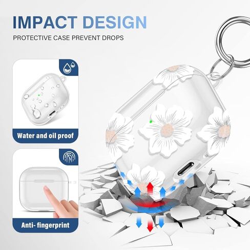 OETKER Compatible Airpods 4 Case for Women Cute, Clear Floral Airpods 4th Generation Case Cover with Flower Keychain, Shockproof Soft Transparent Protective iPods 4 Case for air pods 4 Gen 2024 in Kuwait