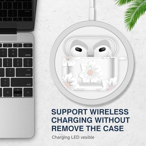 OETKER Compatible Airpods 4 Case for Women Cute, Clear Floral Airpods 4th Generation Case Cover with Flower Keychain, Shockproof Soft Transparent Protective iPods 4 Case for air pods 4 Gen 2024 in Kuwait