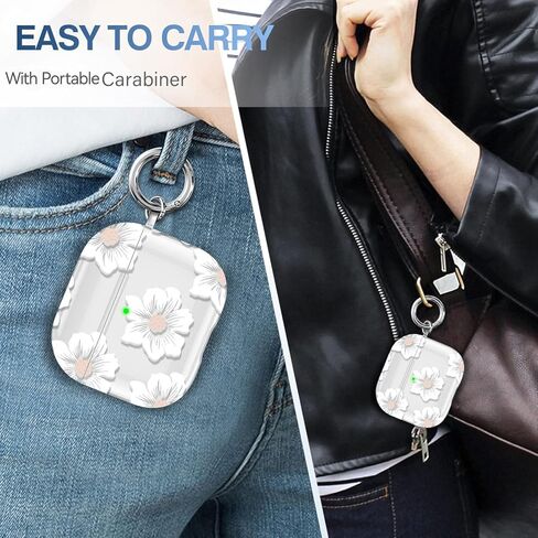 OETKER Compatible Airpods 4 Case for Women Cute, Clear Floral Airpods 4th Generation Case Cover with Flower Keychain, Shockproof Soft Transparent Protective iPods 4 Case for air pods 4 Gen 2024 in Kuwait