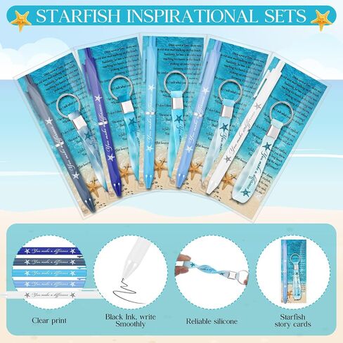 هدايا تقدير قصة Starfish Bulk Make A Varter Point Pens Starfish Silicon Beychains بطاقات تحفيزية ، شكرًا لك هدية للمتطوعين في موظفي زميل في العمل in Kuwait