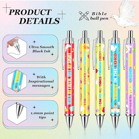 25 Pcs Bible Verse Ballpoint Pens Christian Gift Motivational Cute Style Ballpoint Retractable Ink Pens for Kids School Office Supplies Sunday School Prize Goodie Bags Stuffers in Saudi Arabia