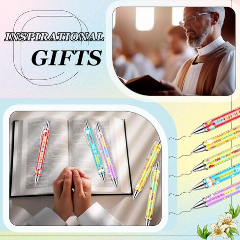 25 Pcs Bible Verse Ballpoint Pens Christian Gift Motivational Cute Style Ballpoint Retractable Ink Pens for Kids School Office Supplies Sunday School Prize Goodie Bags Stuffers in Saudi Arabia