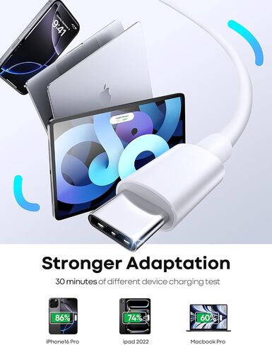 Long USB C Cable White, 10ft USB A to USB C Cable Flexible, 10 ft USB to USBC Charger Cord for iPhone 16/16 Pro/16 Pro Max, 15 Pro Max in Saudi Arabia