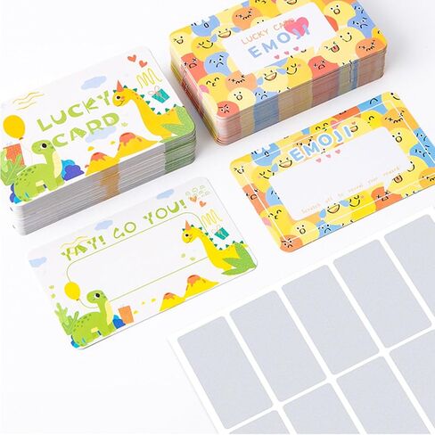 60PCS Kid‘s DIY Scratch Off Stickers, DIY Custom Make Your Own Scratch-Offs Prizes, DIY Valentine Scratch Cards with Stickers for Birthday, Teacher Scratch Offs for Classroom (Green Dinosaur) in Saudi Arabia