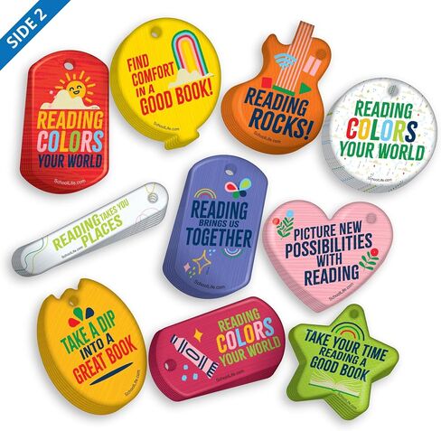 2025 Collaborative Summer Library Program (CSLP) Color Our World Reading Brag Tags Value Pack: 100 Tags (10 per Design) + 25 Hypoallergenic, USA-Made 24" Aluminum Safety Chains in Kuwait