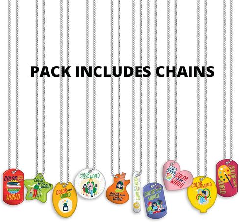 2025 Collaborative Summer Library Program (CSLP) Color Our World Reading Brag Tags Value Pack: 100 Tags (10 per Design) + 25 Hypoallergenic, USA-Made 24" Aluminum Safety Chains in Kuwait