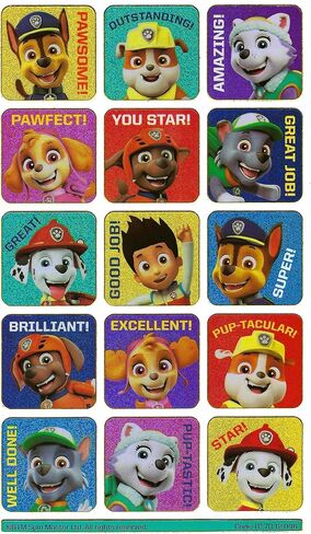 01.70.12.046 Paw Patrol Sparkly Reusable Reward Stickers, Blue, 19.5cm x 9.5cm in Saudi Arabia