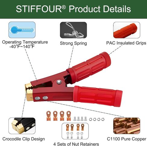 4PCS Battery Jumper Cable Clamps, Heavy Duty Pure Copper Car Battery Clamps, 500-1000A Battery Alligator Clamps, Jumper Cable Ends Suitable for All Kinds of Cars and Boats in Saudi Arabia