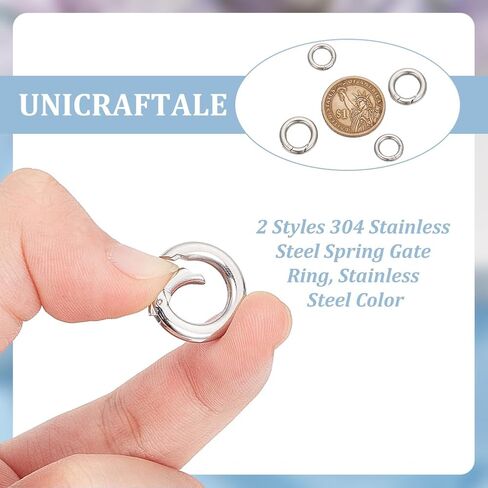 UNICRAFTALE 4 Pcs 2 Sizes Spring Gate Rings Stainless Steel O Rings 12mm/16mm Spring Clasp Connector Round Keyring Buckle Metal Trigger Rings Carabiner Clip Snap for Keychain Bag Purse Handbag Strap in Saudi Arabia