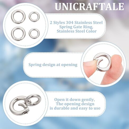 UNICRAFTALE 4 Pcs 2 Sizes Spring Gate Rings Stainless Steel O Rings 12mm/16mm Spring Clasp Connector Round Keyring Buckle Metal Trigger Rings Carabiner Clip Snap for Keychain Bag Purse Handbag Strap in Saudi Arabia