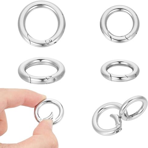 UNICRAFTALE 4 Pcs 2 Sizes Spring Gate Rings Stainless Steel O Rings 12mm/16mm Spring Clasp Connector Round Keyring Buckle Metal Trigger Rings Carabiner Clip Snap for Keychain Bag Purse Handbag Strap in Saudi Arabia