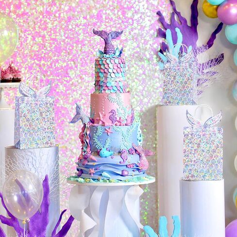 Watersay 24 PCS Holographic Mermaid Gift Fags Iridescent Mermaid Party Taffor in Saudi Arabia