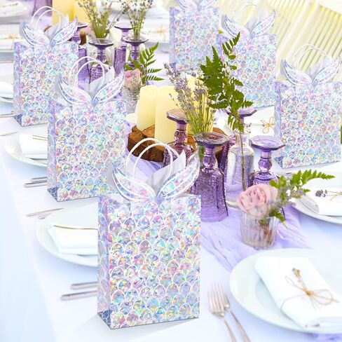 Watersay 24 PCS Holographic Mermaid Gift Fags Iridescent Mermaid Party Taffor in Kuwait