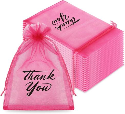 JarThenaAMCS 100 Pcs Thank You Organza Bags Drawstring Golden Leaves Jewelry Gift Bags White Candy Goodies Treat Bags Mesh Bags for Wedding Baby Shower Birthday Party Favor,4 x 6 Inch in Saudi Arabia