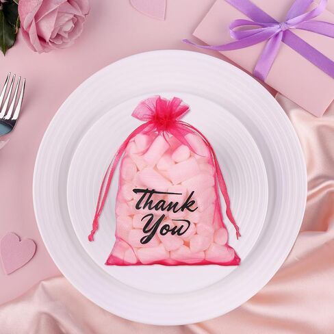 JarThenaAMCS 100 Pcs Thank You Organza Bags Drawstring Golden Leaves Jewelry Gift Bags White Candy Goodies Treat Bags Mesh Bags for Wedding Baby Shower Birthday Party Favor,4 x 6 Inch in Saudi Arabia